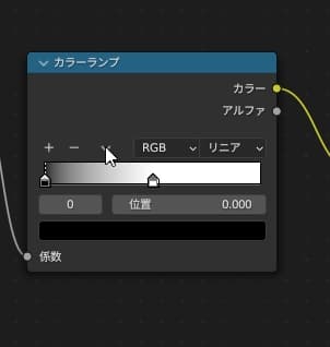 Blender　シェーダー　カラーランプ