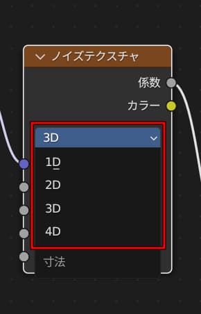 Blender　ノイズテクスチャ　シェーダー　W