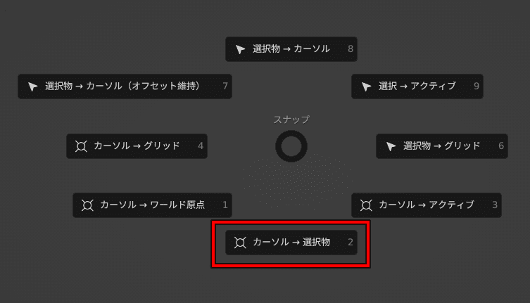 Blender 3Dカーソル　選択物